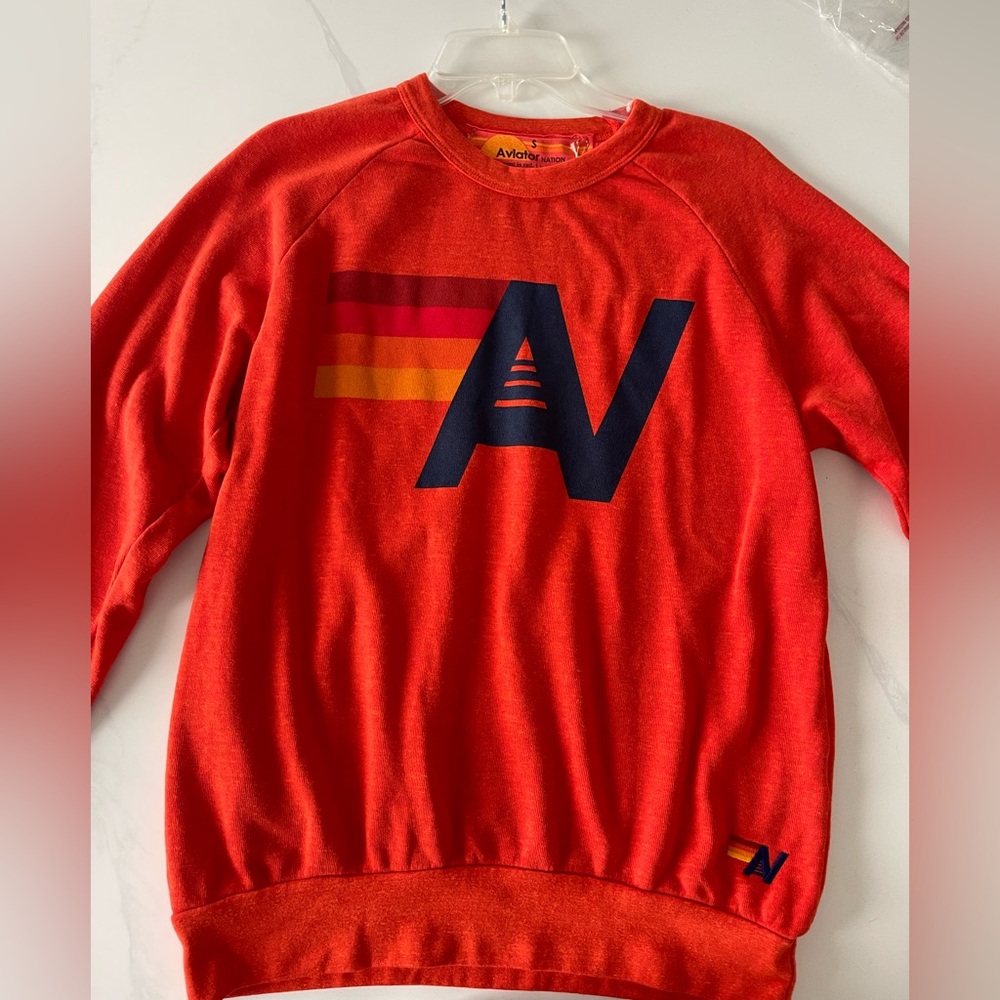 Aviator Nation Orange Crewneck Sweatshirt